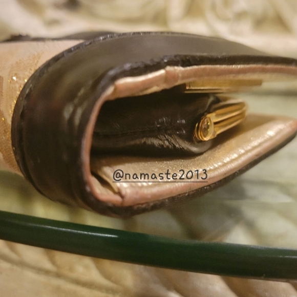 L.A.M.B. by Gwen Stefani Gold Glam Leather Fabric Wallet Designer Luxury #102 - Picture 8 of 16